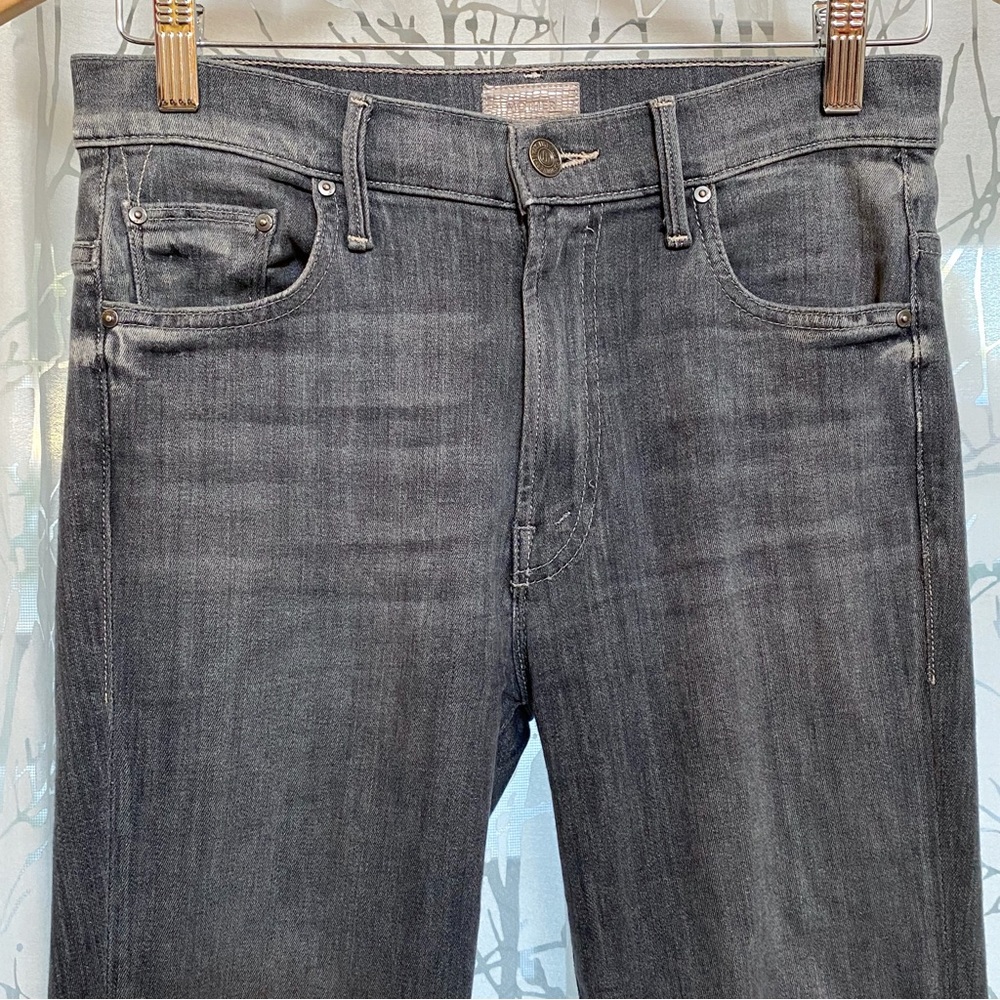 Mother gray black fan the flames insider ankle frey high waisted flare crop jean - Picture 7 of 16